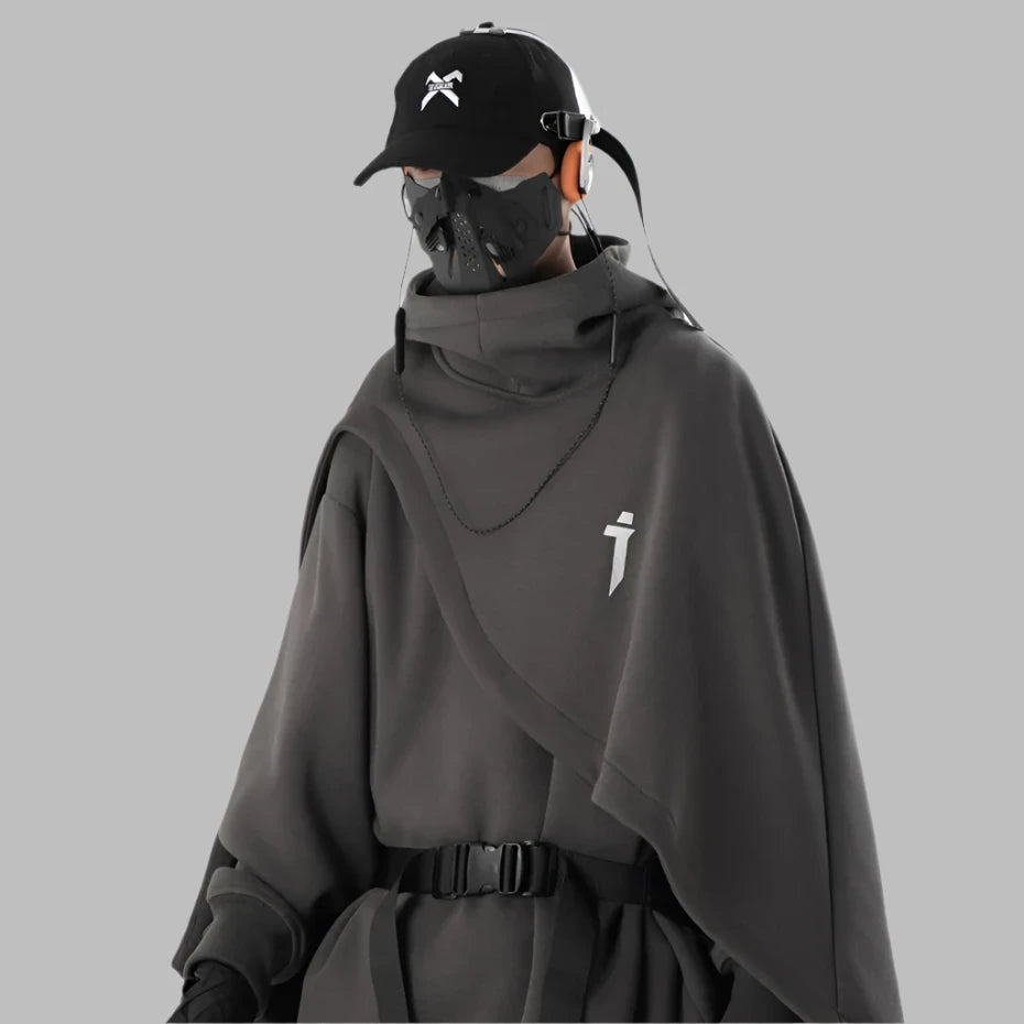 
                  
                    ARENS Fashion Cloak Hoodies Men Techwear Streetwear Hoodie Pullovers Black Gray Darkwear Oversized High Collar Sweatshirt Unisex
                  
                