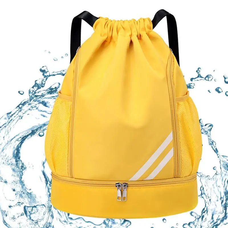 Drawstring Backpack Water Resistant Sports Bag String Backpack Gym Sackpack Mesh Pockets Shoe Compartment Women Men Children