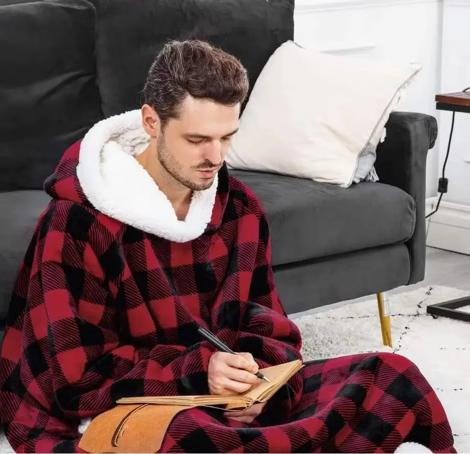 
                  
                    180cm Super Long Flannel Blanket Pyjamas with Sleeves Winter Hoodies Sweatshirt Women Men Pullover Fleece Giant Oversized Outdoo
                  
                