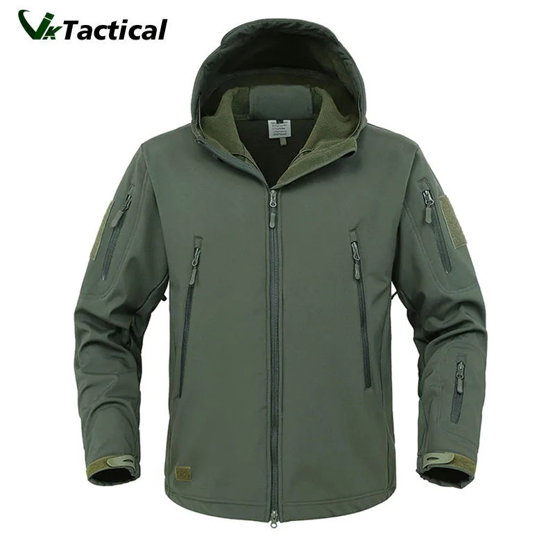 Military Shark Skin Soft Shell Jackets Men Tactical Windproof Waterproof Jacket Men Army Combat Jackets Mens Hooded Bomber Coats