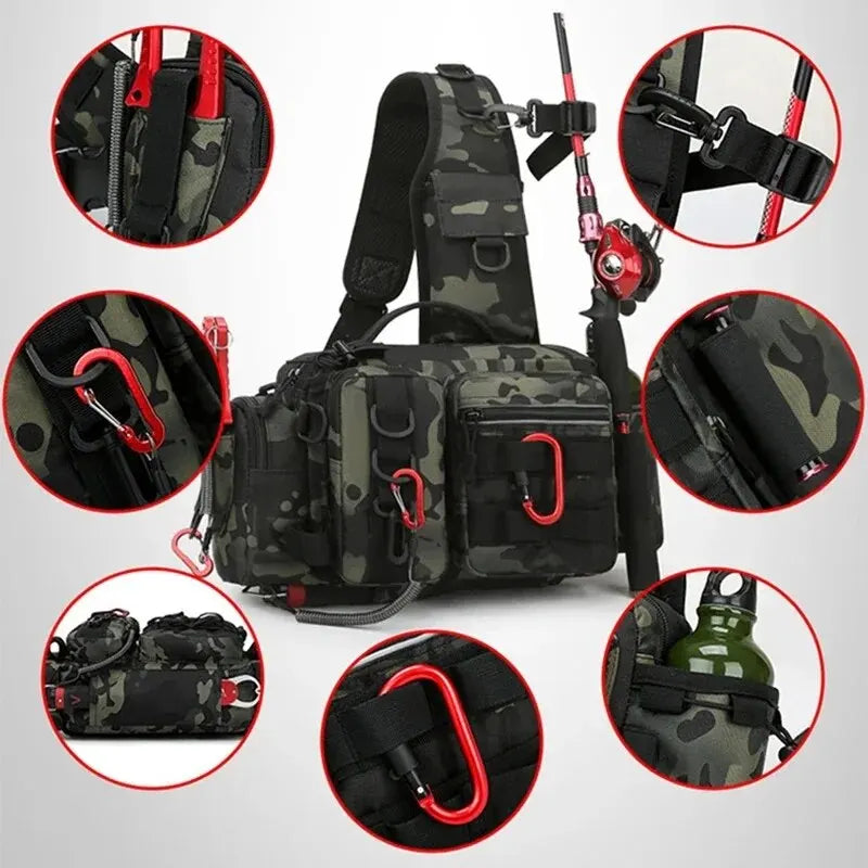 
                  
                    Fishing Tackle Backpack Lure Box Gear Storage Bag Fanny Pack for Men Fly Fishing Backpack with Rod Holder Sling Shoulder Bag
                  
                