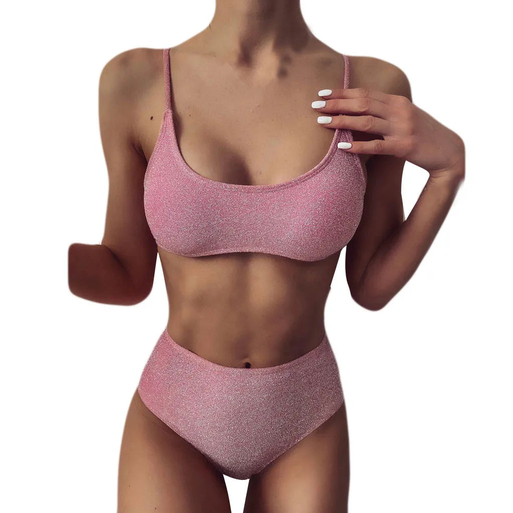 
                  
                    Solid Color Padded Bra Bikini Sets Swimsuit Women Push Up Y2k Tankini Swimwear Set New Beach Mujer High Waist Biquini Suit
                  
                