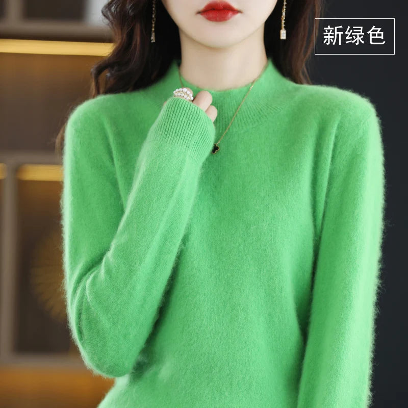 
                  
                    MOUNT Autumn and Winter New 100% Mink Cashmere Women's Sweater Half High Collar Pullover Casual...
                  
                