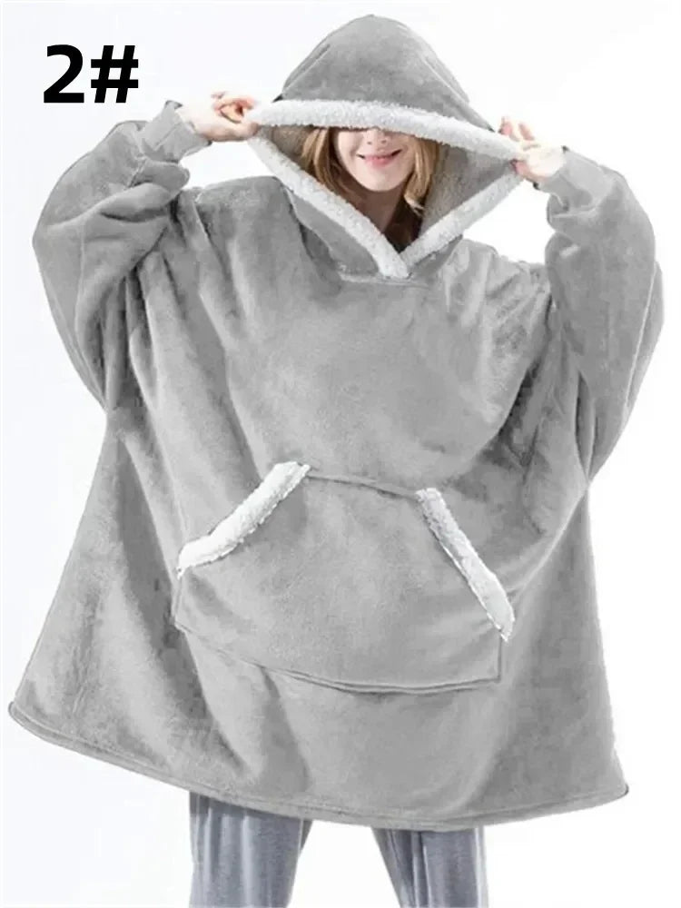 
                  
                    Winter Hoodies Sweatshirt Women Men Pullover Fleece Giant TV Oversized Blanket with Long Flannel Sleeves
                  
                