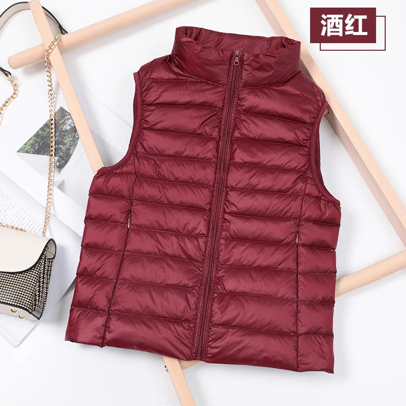 
                  
                    2023 White Duck Down Jacket Women Vest Autumn Winter Sleeveless Waistcoat Warm Lightweight Puffer Jacket Female Tops Outwear 8XL
                  
                