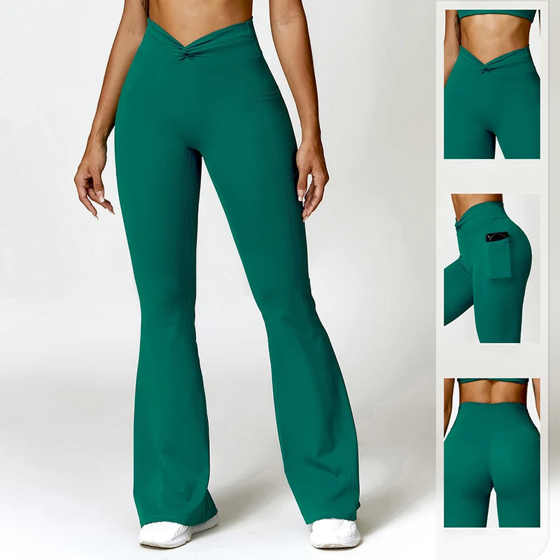 Cross Sports Flared Leggings Women Gym Flared Pants Women Fitness Yoga Leggings Yoga Flares Latin Dance Pants Workout Clothing - MOUNT