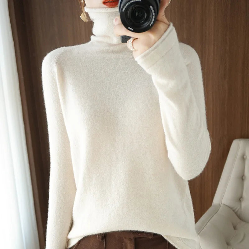 
                  
                    MOUNT Autumn Winter Women Sweaters Turtleneck Long Sleeve Solid Slim Fit Basic Knit Tops Warm...
                  
                