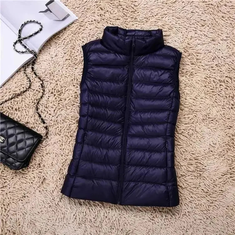 
                  
                    2023 White Duck Down Jacket Women Vest Autumn Winter Sleeveless Waistcoat Warm Lightweight Puffer Jacket Female Tops Outwear 8XL
                  
                