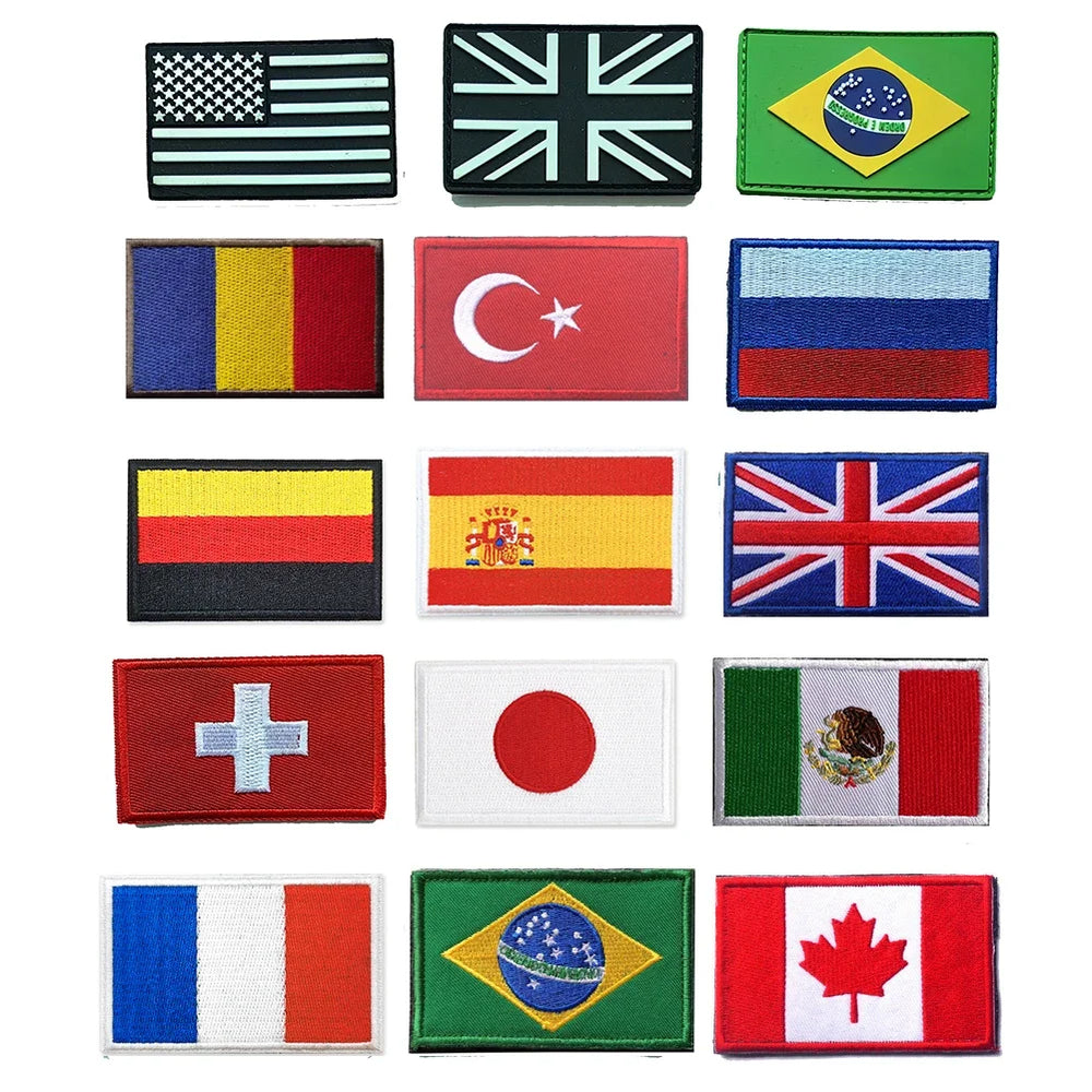 MOUNT PVC/Embroider Flag Patches UK Spain France Germany US Russia Tactical Hook Badge Rubber...