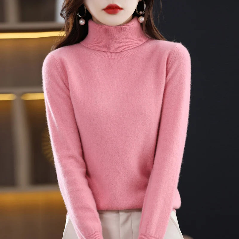 
                  
                    Wool Cashmere Sweater Women's Pullover Long Sleeve Autumn and winter High Turn-Down Collar Knit Sweater High Quality Jumper Top
                  
                