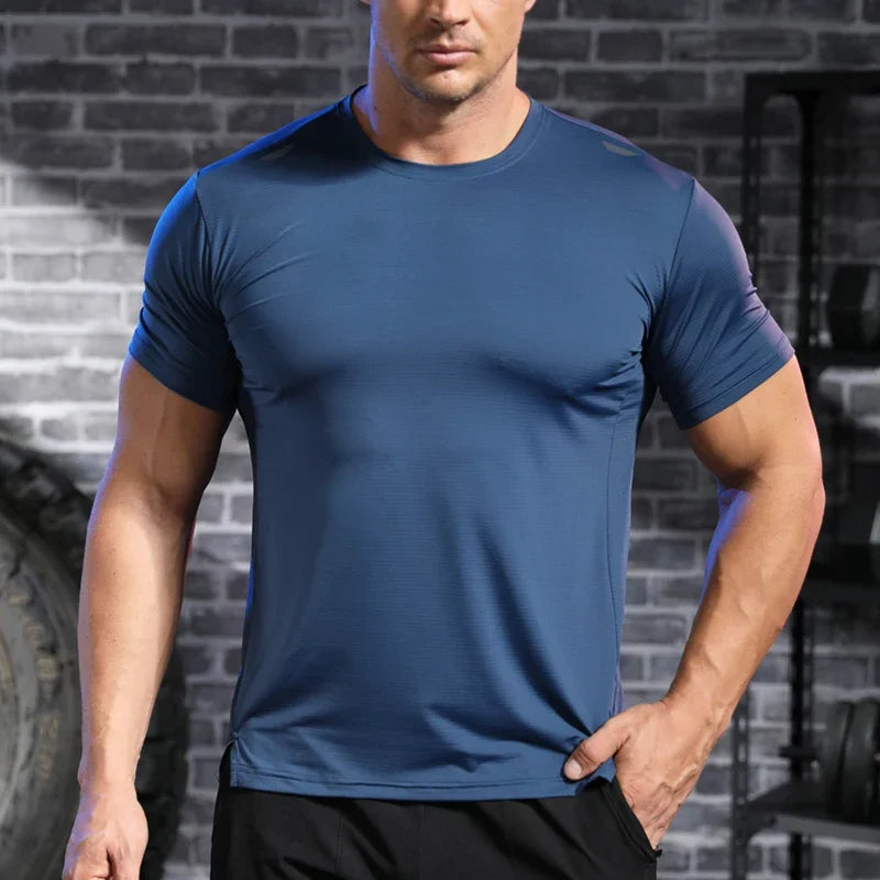 MOUNT Men's Gym Workout Muscle Fit Shirt Thin Loose-fitting Casual T-shirt Stretchy Quick-drying...