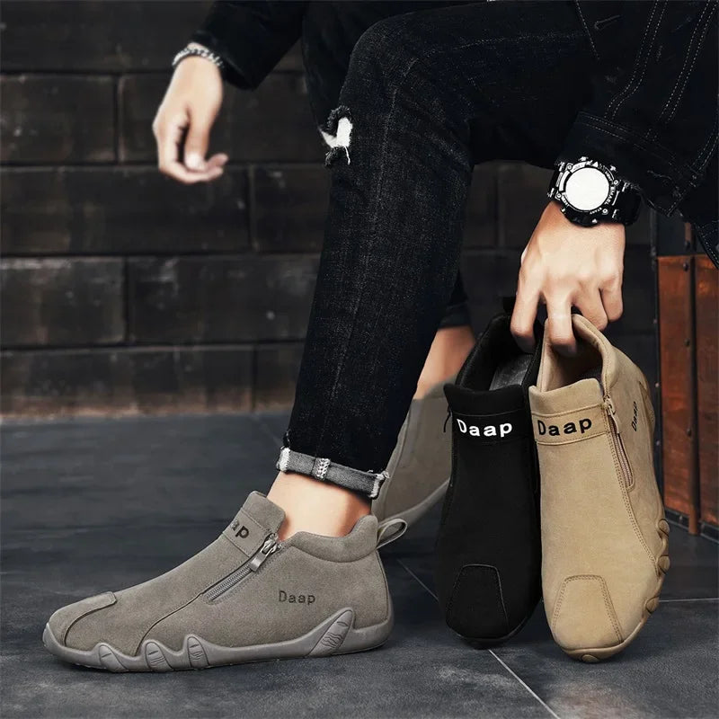 
                  
                    Autumn Suede Casual Shoes for Men Fashion Round Toe Flat Slip on Walking Shoes for Men Outdoor Light Male High Top Sneakers
                  
                