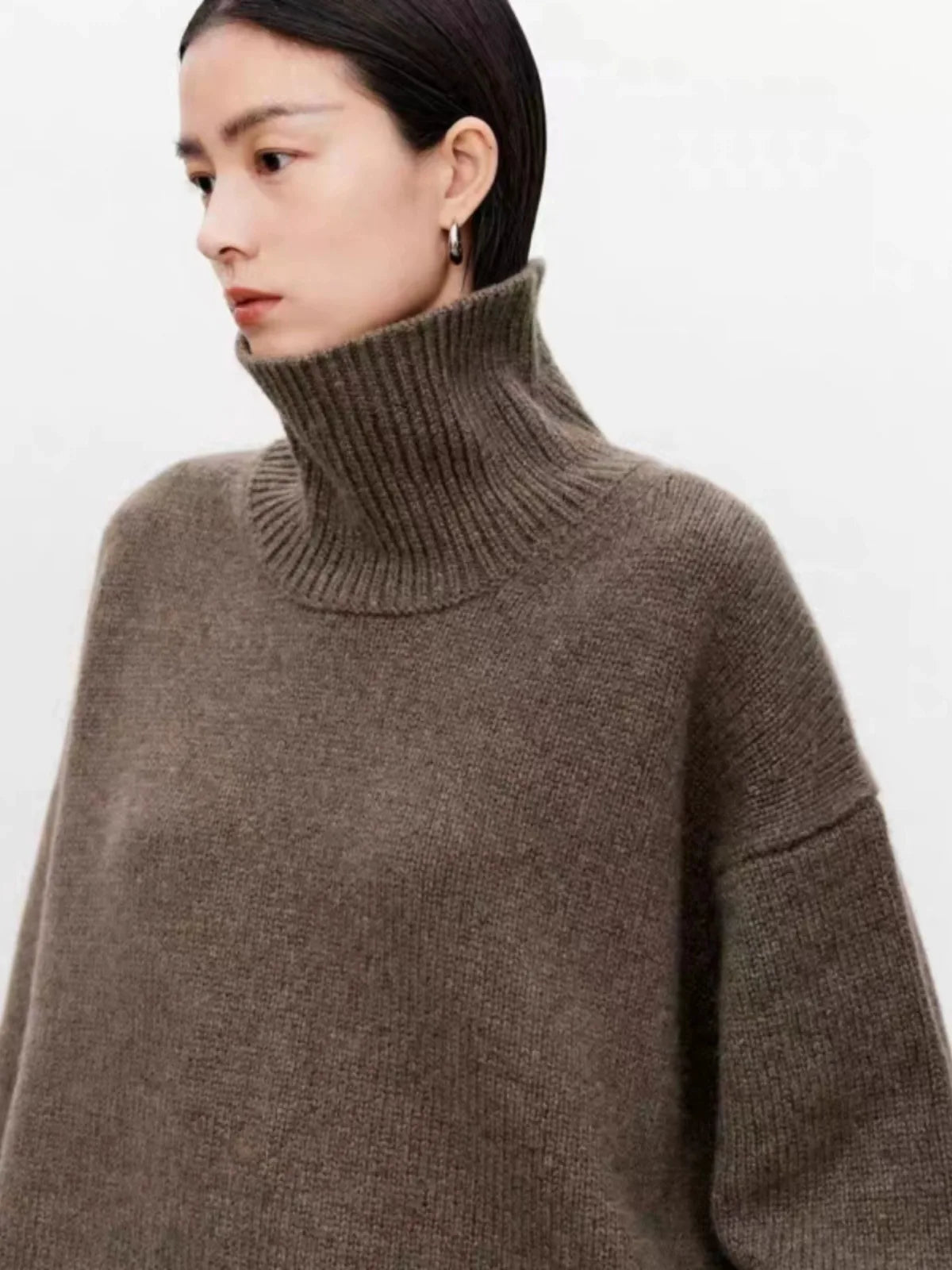 
                  
                    MOUNT High-end soft waxy turtleneck 100%cashmere sweater women's loose thickened sweater base...
                  
                