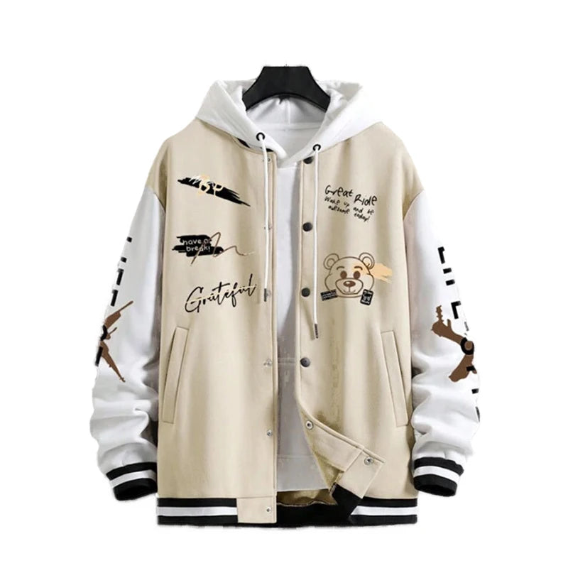 Men's Spring and Autumn Baseball Coat Loose Casual  Jackets for Men