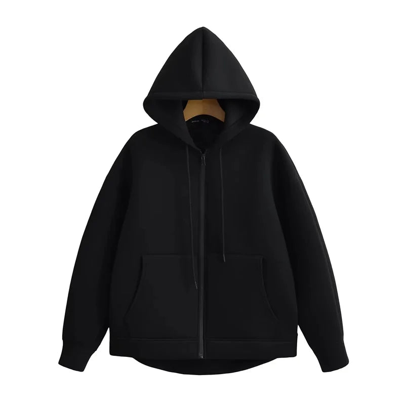 
                  
                    KEYANKETIAN Winter New Women's Zipper Hoodie High Street Unisex style Double Pockets Oversize Loose Sweatshirts Outerwear Top
                  
                