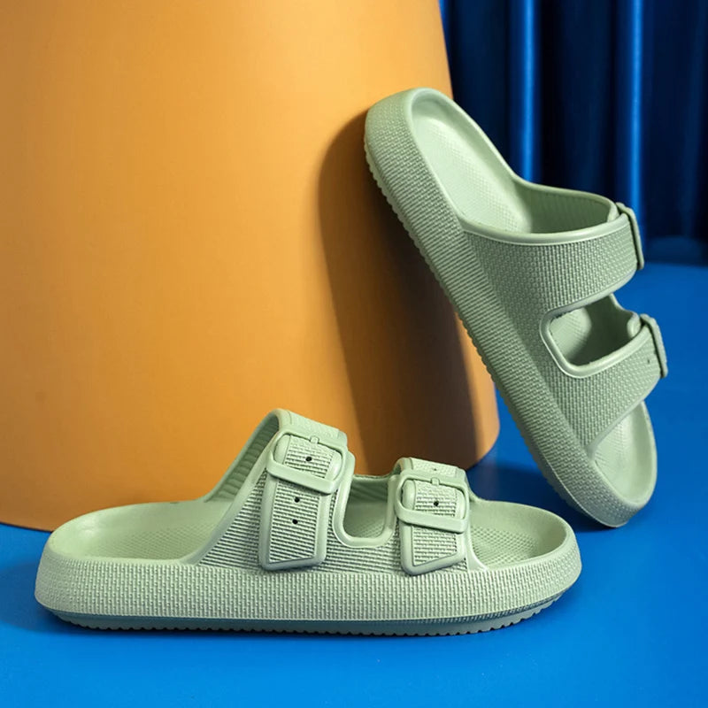 
                  
                    Fashion Buckle Thick Platform Slippers Women Home Soft Sole eva Cloud Slides Sandals Woman 2023 Summer Non Slip Beach Flip Flops
                  
                