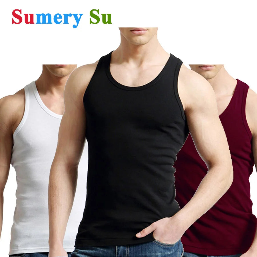 Tank Tops Men 100% Cotton Solid Vest Male Breathable Sleeveless Tops Slim Casual Gym Running Comfortable Undershirt Mens Gift