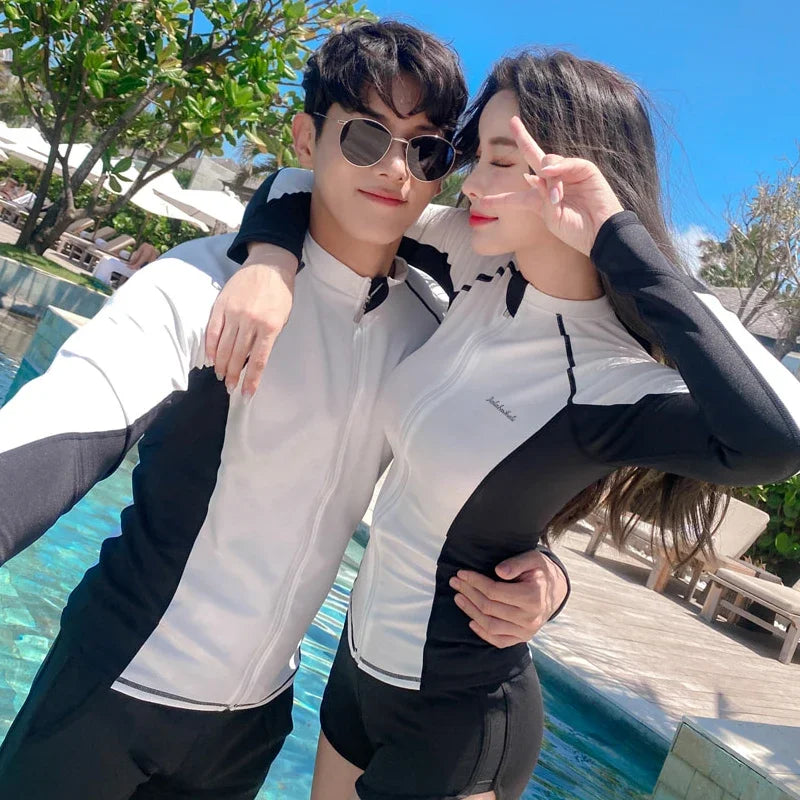 
                  
                    Long Sleeve Rash Guards Swimwear Women 2024 Patchwork Couple Two-Piece Swimsuit Men Surfing Swimming Suit Beach Diving Bath Suit
                  
                