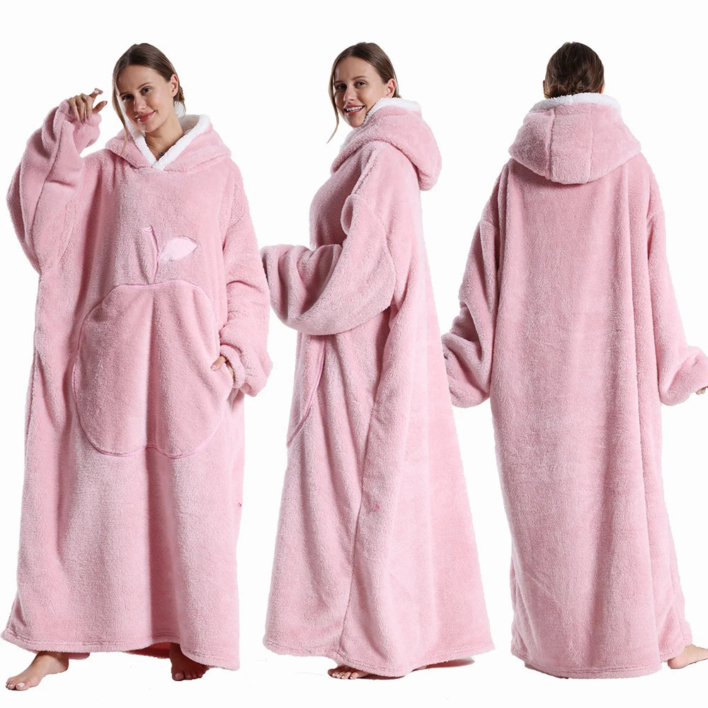 
                  
                    Extra Long Wearable Blankets Winter Flannel Hooded Blanket with Full Sleeves Men Women Cozy Soft Throw Adult TV Blanket
                  
                