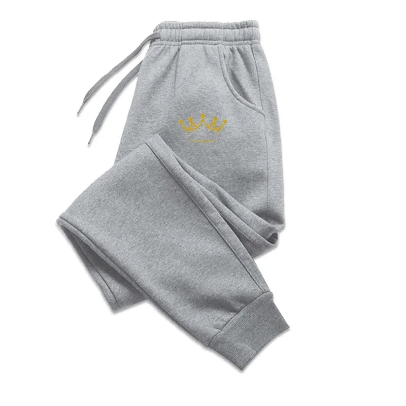 
                  
                    Gold Crown Printed Men's Pants Autumn And Winter Fleece Sweatpants Fashion Drawstring Casual Male Trousers Jogging Sports Pants
                  
                