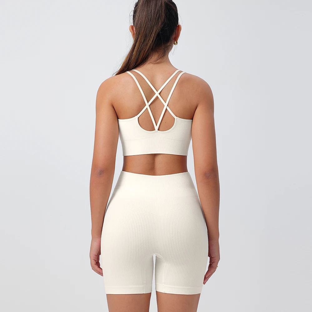 
                  
                    Seamless Yoga Set 2 Pieces Gym Suits With Shorts Crop Top Sexy Bra Women's Tracksuit Running Workout Outfit Fitness Clothing
                  
                