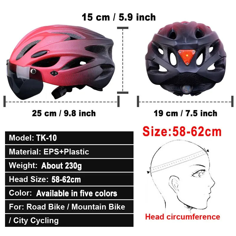
                  
                    Bike Helmet with LED Tail Light Adult Cycling Helmet Fit 58-62cm Lightweight Breathable Colorful Bicycle Helmets Accessories - MOUNT
                  
                