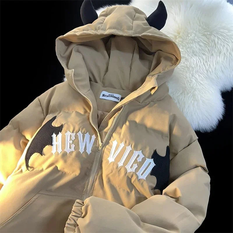 
                  
                    Couples Winter Devil Bread Clothing Casual Hooded Jacket Embroidered Cotton-padded Y2K Jackets Coats New Jacket In Winter 2023
                  
                