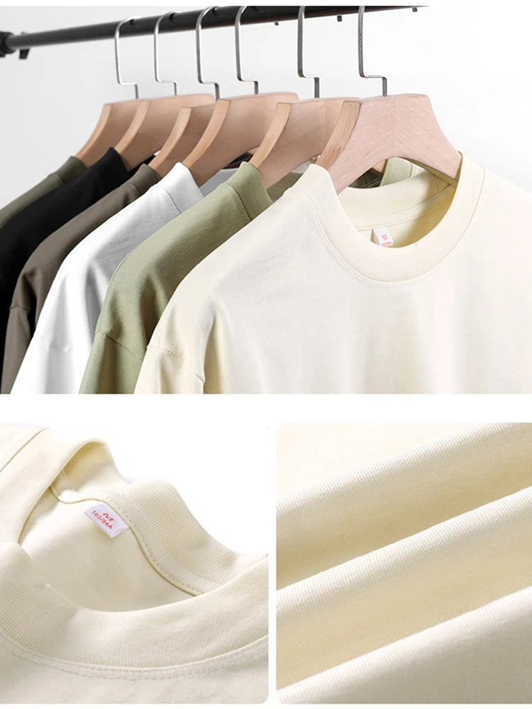 
                  
                    260G Heavy Cotton Summer T Shirt Men Korean Fashion Short Sleeve Loose Basic T-shirts Solid Tops Oversized Tee Unisex
                  
                