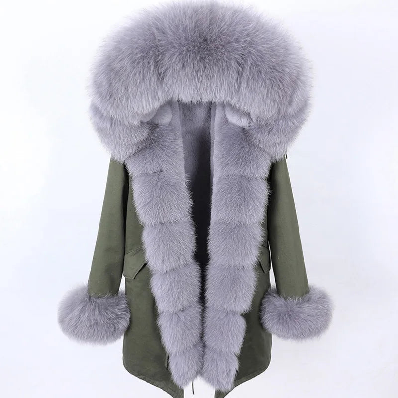 
                  
                    MOUNT MaoMaoKong Natural Real Fox Fur Jacket Hooded Black Waterproof Woman Winter Warm Coat...
                  
                