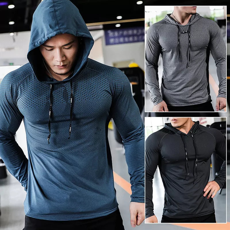 Fitness Tracksuit Running Sport Hoodie Gym Joggers Hooded Workout Athletic Clothing Muscle Training Sweatshirt Tops - MOUNT