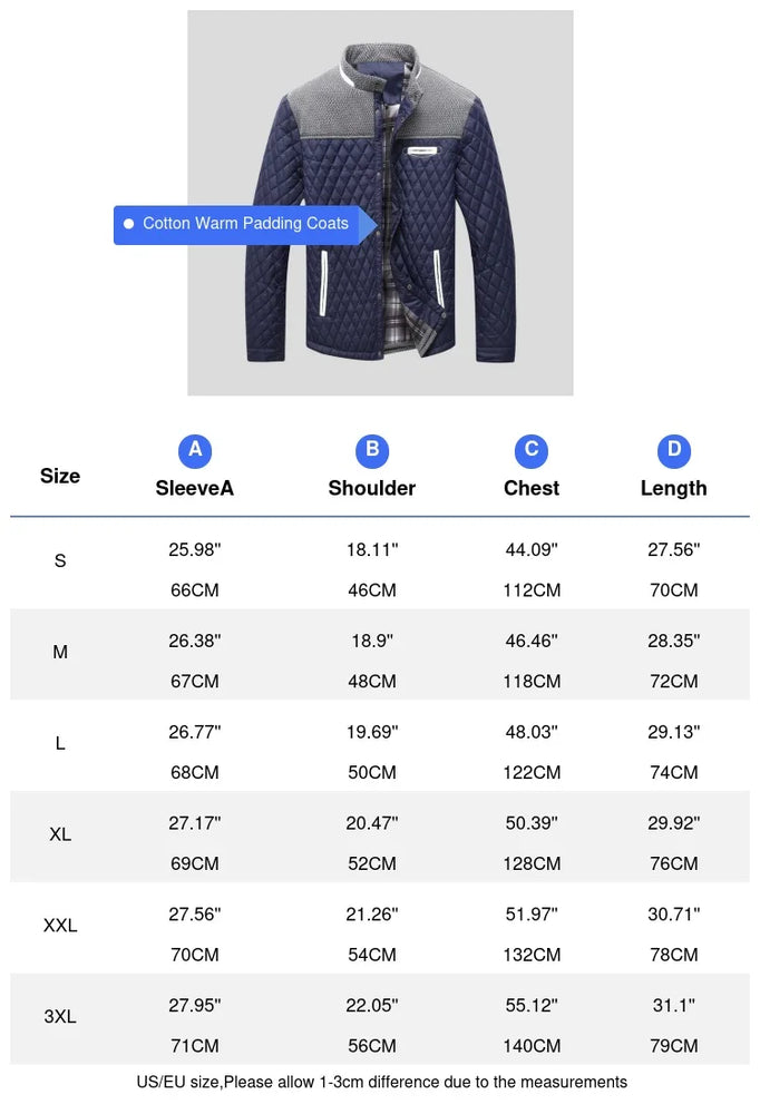 
                  
                    Autumn Winter Men's Padding Jackets Casual Cotton Thick Warm Diamond Coats for Man Patchwork Windbreaker Bomber Jackets Clothing
                  
                