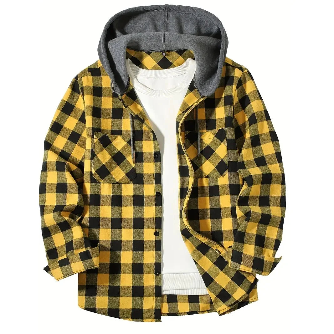 
                  
                    Men's Shirts Classic Plaid Casual Button Down Hooded Long Sleeved Double Pockets Shirt Hoodie Flannel Jacket Spring Autumn Tops
                  
                