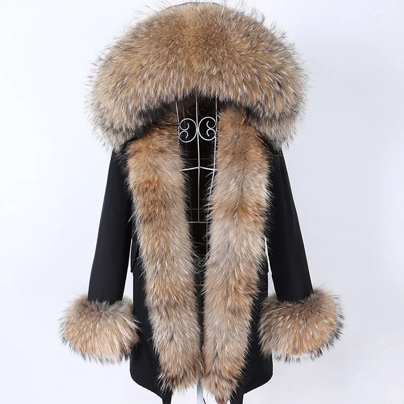 
                  
                    MOUNT MaoMaoKong Natural Real Fox Fur Jacket Hooded Black Waterproof Woman Winter Warm Coat...
                  
                