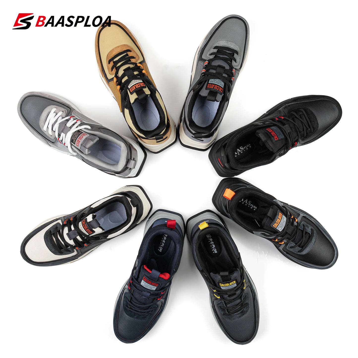 
                  
                    Baasploa Men Casual Waterproof Running Shoes Fashion Leather Skateboard Shoes Non-slip Wear-resistant Male Sport Shoes New
                  
                