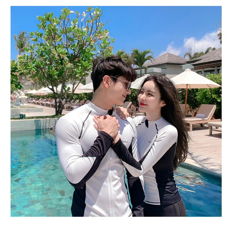 
                  
                    Long Sleeve Rash Guards Swimwear Women 2024 Patchwork Couple Two-Piece Swimsuit Men Surfing Swimming Suit Beach Diving Bath Suit
                  
                