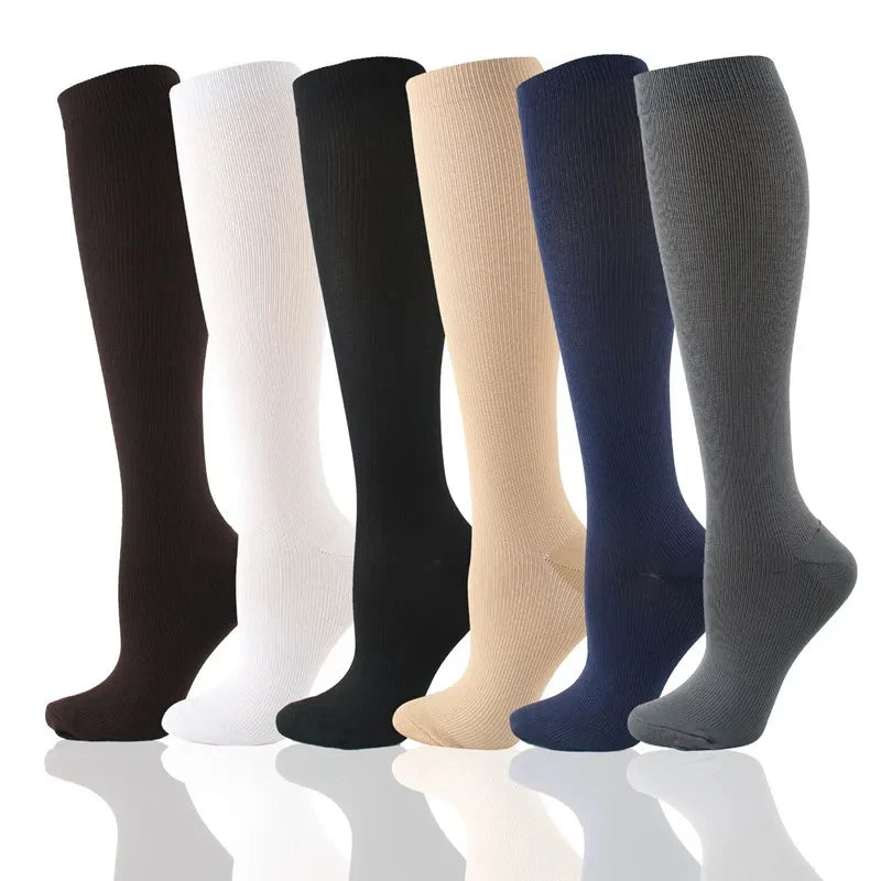 6 Pairs Compression Socks Men Women Hiking Running Varicose Veins Pregnancy Swelling Knee Socks  Marathon Sports Cycling New