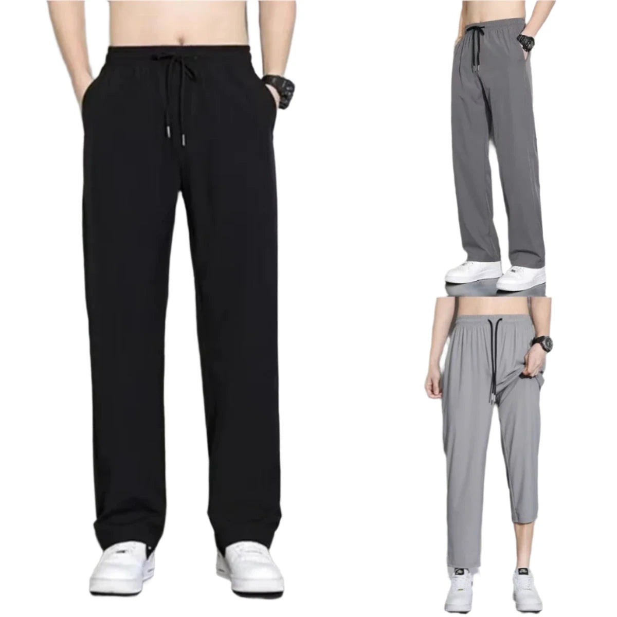 
                  
                    Summer Ice Silk Quick Dry Sweatpant Men's Joggers Pants Oversize Straight Pants Pocket Tracksuit Trousers Fitness Training Pants
                  
                