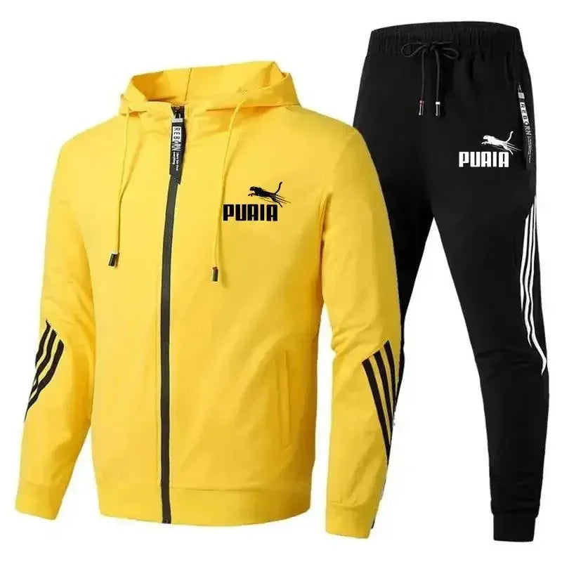 
                  
                    Fashion Tracksuit Men Suit Autumn New Zipper Cardigan Jacket+Sweatpants Stripe Running Fitness Basketball Jogging 2 Piece Set
                  
                