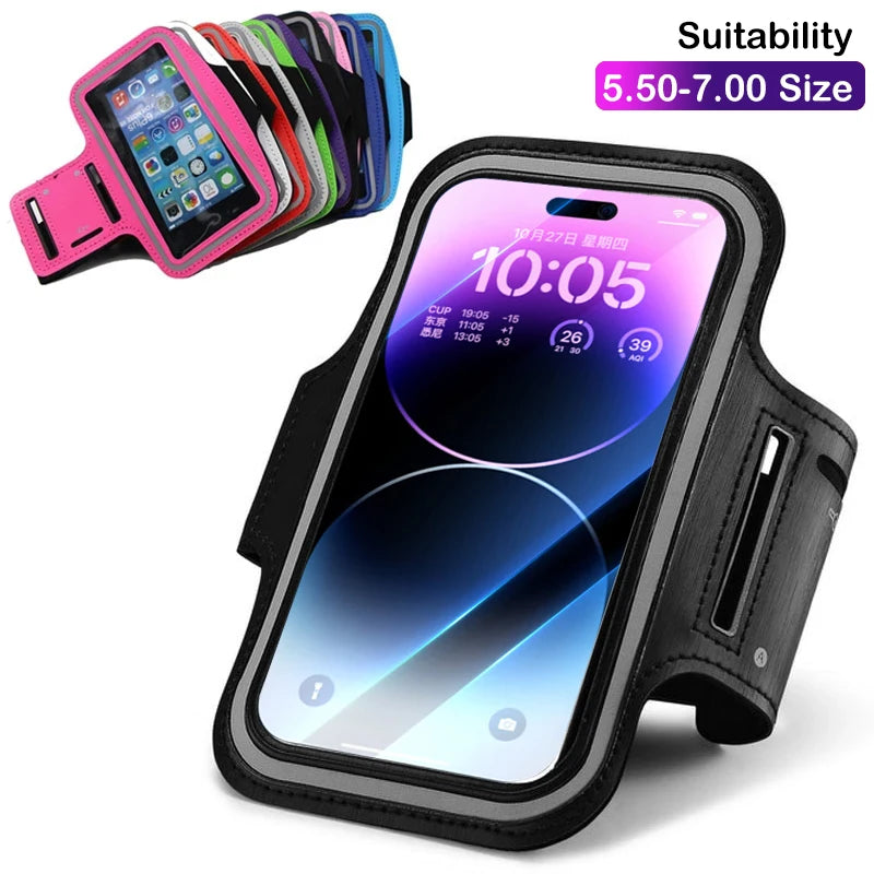 Running Sports Armbands Zipper Bag For AirPods Pro iPhone 15 14 13 12 11 Pro Max XS Samsung S23 Xiaomi Phone Case Holder ArmBand