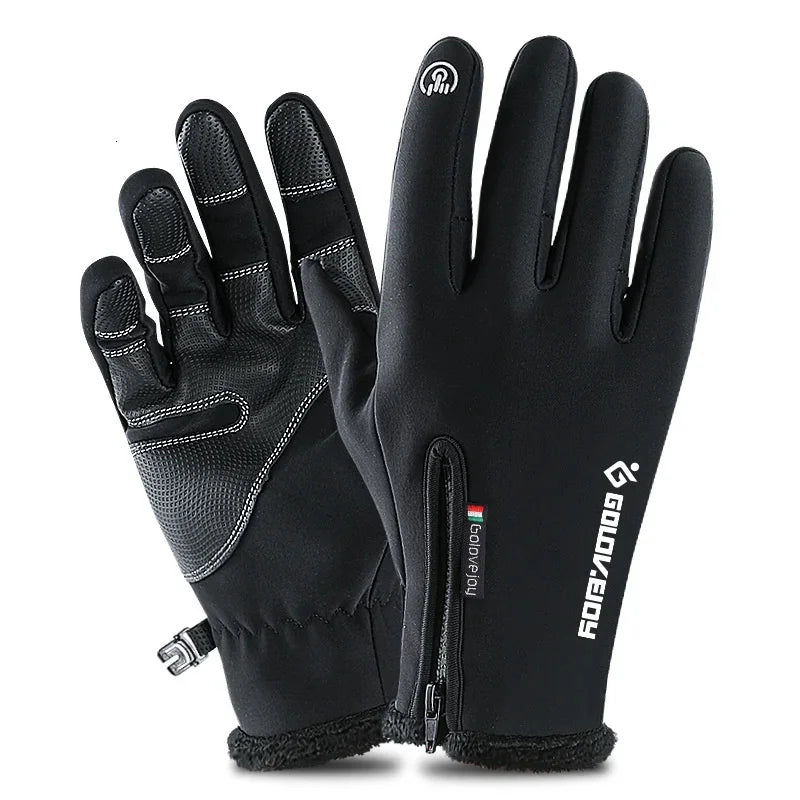 S-XXL Winter Cycling Gloves Unisex Cold-proof Waterproof  Fluff Warm Gloves For Touchscreen Cold Weather Windproof Anti Slip