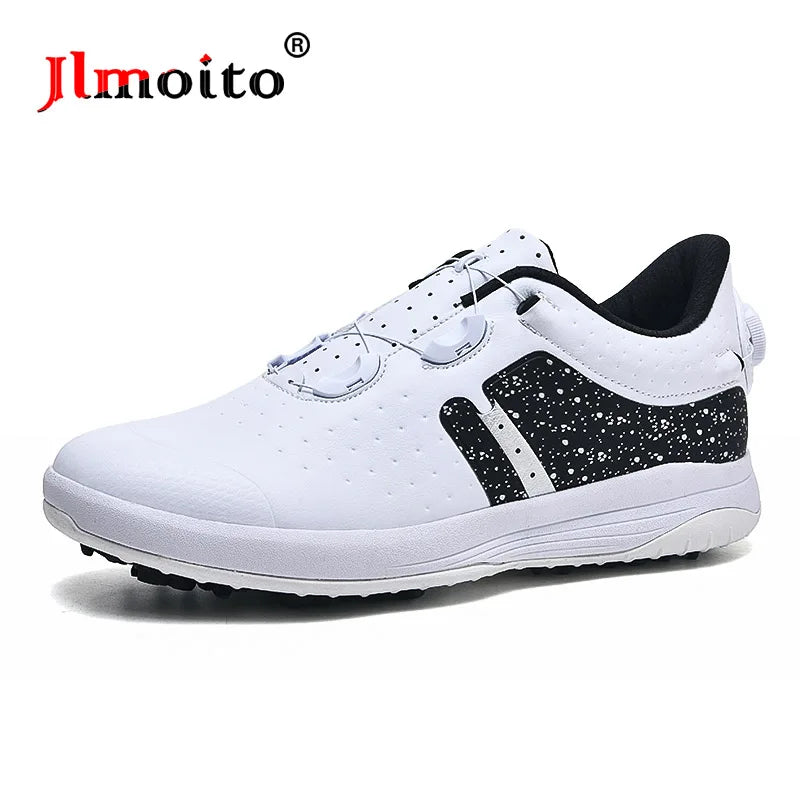 Men Leather Golf Shoes Non-slip Spikes Golf Sneakers