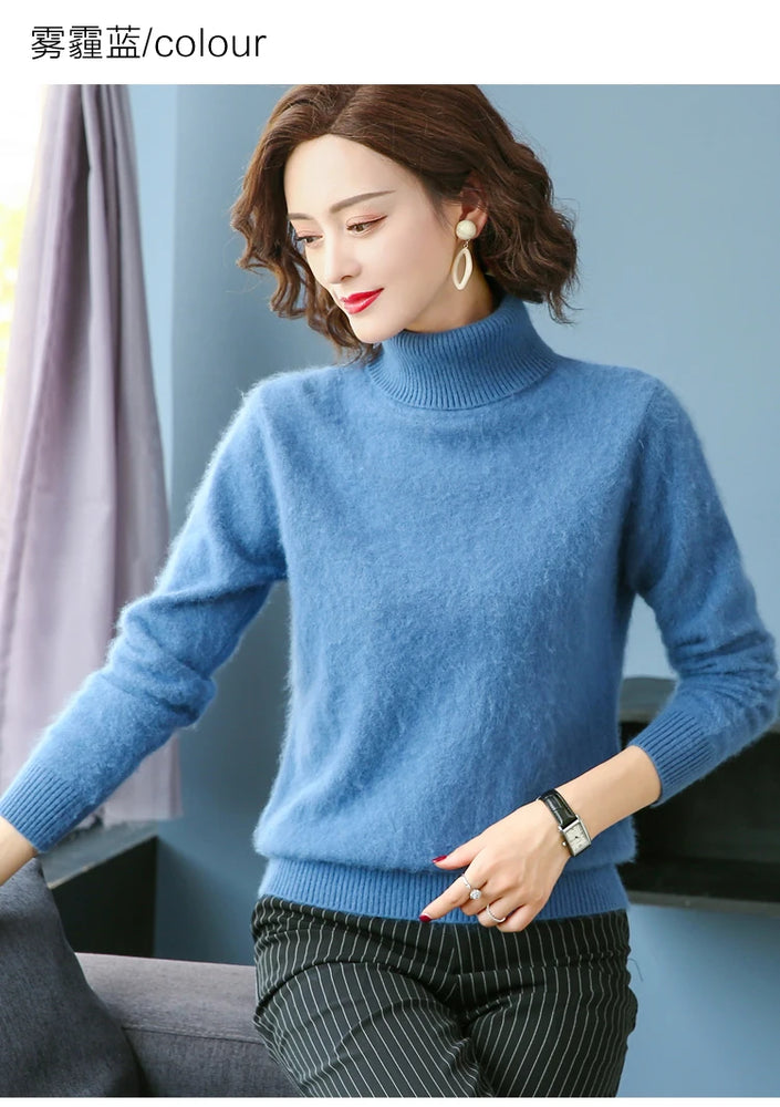 
                  
                    2022 Winter Women Sweater 100% Mink Cashmere Turtleneck Knitted Jumper Female Solid Color Soft Warm Long Sleeve Pullovers S-XXL
                  
                