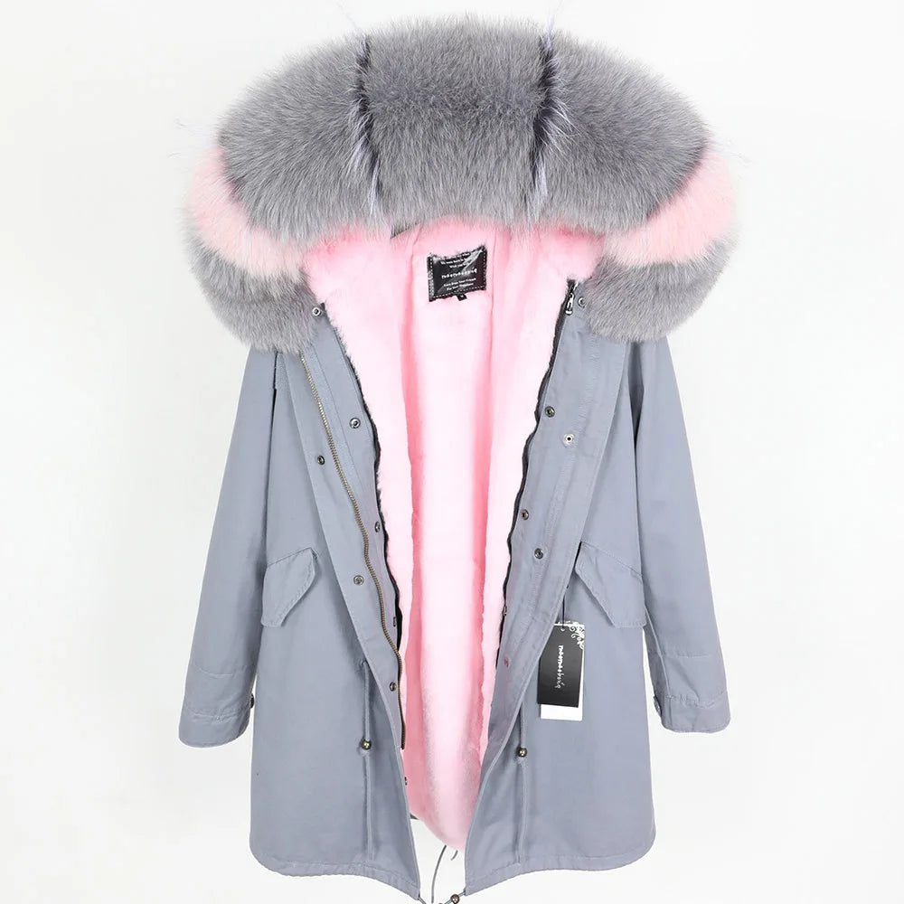 
                  
                    MOUNT MaoMaoKong Natural Real Fox Fur Jacket Hooded Black Waterproof Woman Winter Warm Coat...
                  
                