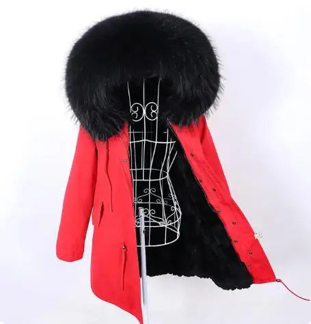 
                  
                    MOUNT Maomaokong Winter Women's Fur Jacket Long Outdoor Tops Real Fox Fur Collar Inner Fur Lining...
                  
                