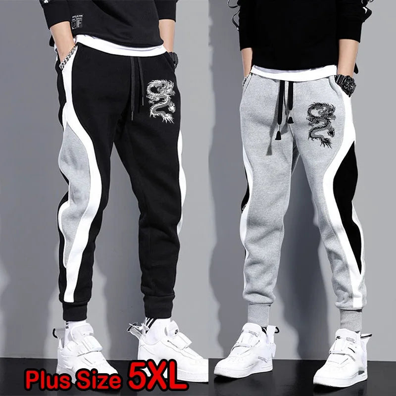 New Men Casual Drawstring dragon print Pants Jogger Pants Sweatpants Running Pants Sweatpants for Men