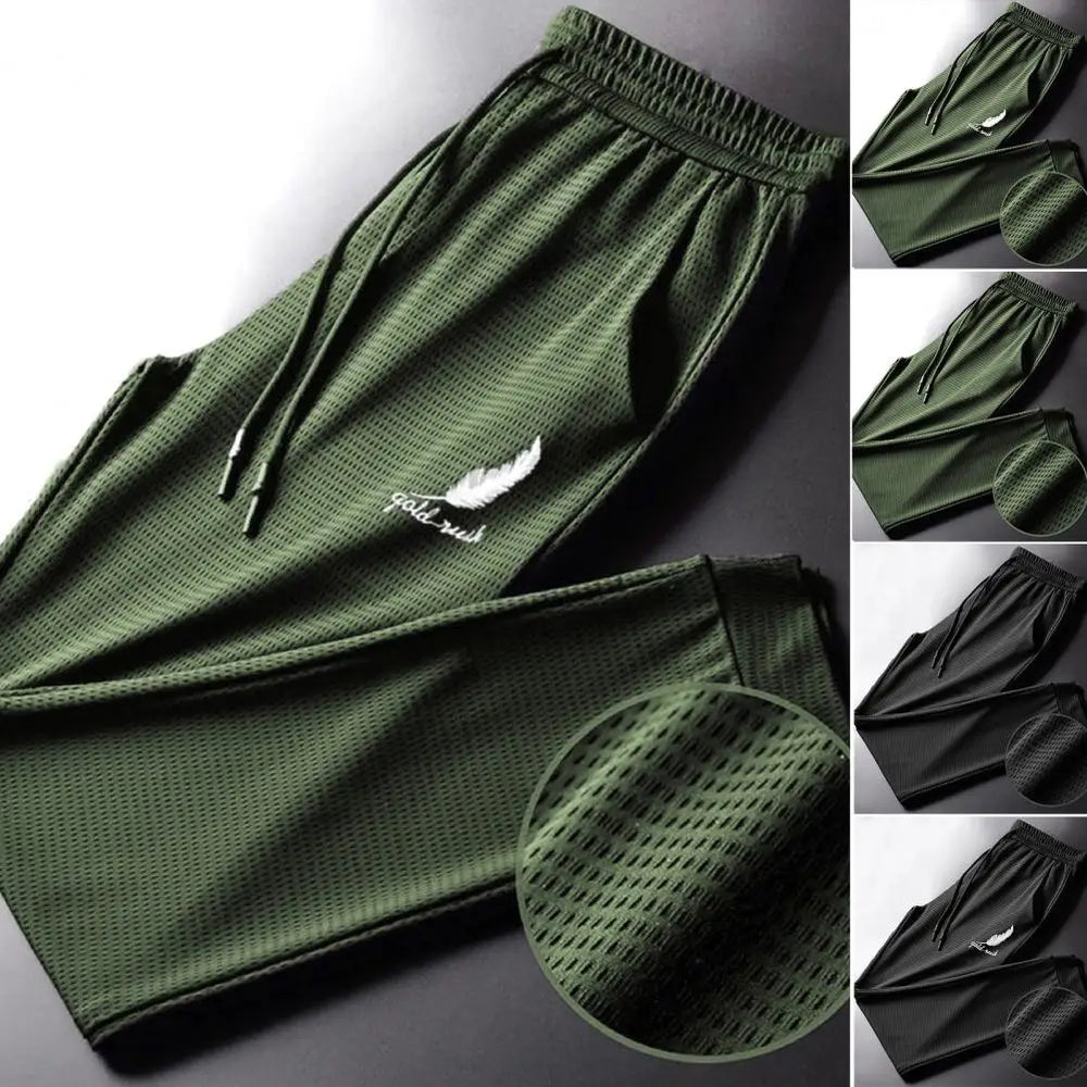 Popular Sports Pants  Feather Print Handsome Joggers Pants  Pockets Lace-up Sweatpants