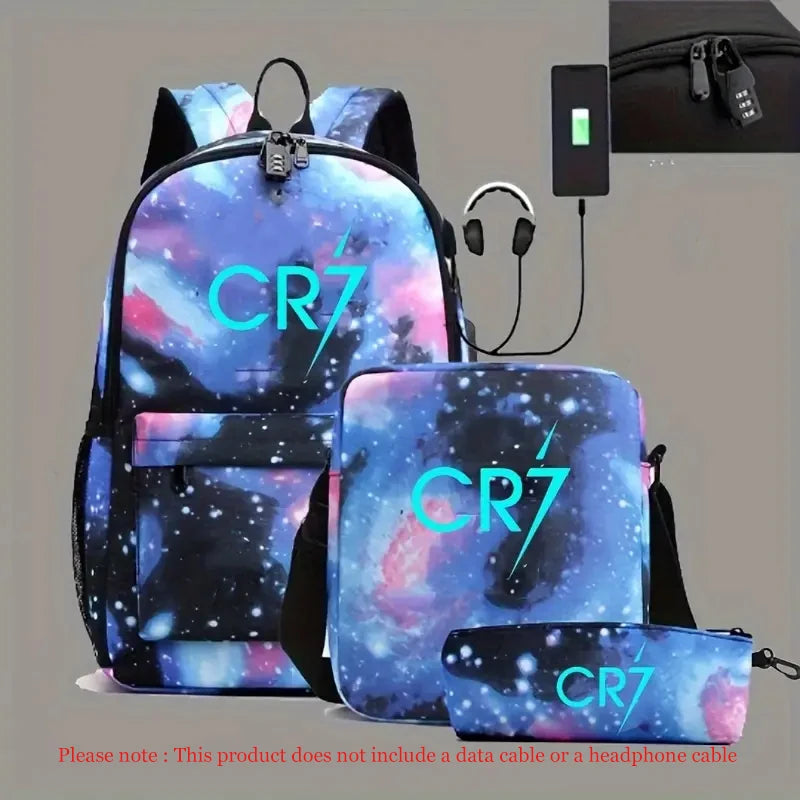 
                  
                    3pcs CR7 Luminous Backpacks Capacity Travel Backpack Sports-Printed Shoulder Bag for School and Casual Outings Laptop Teens Bags
                  
                