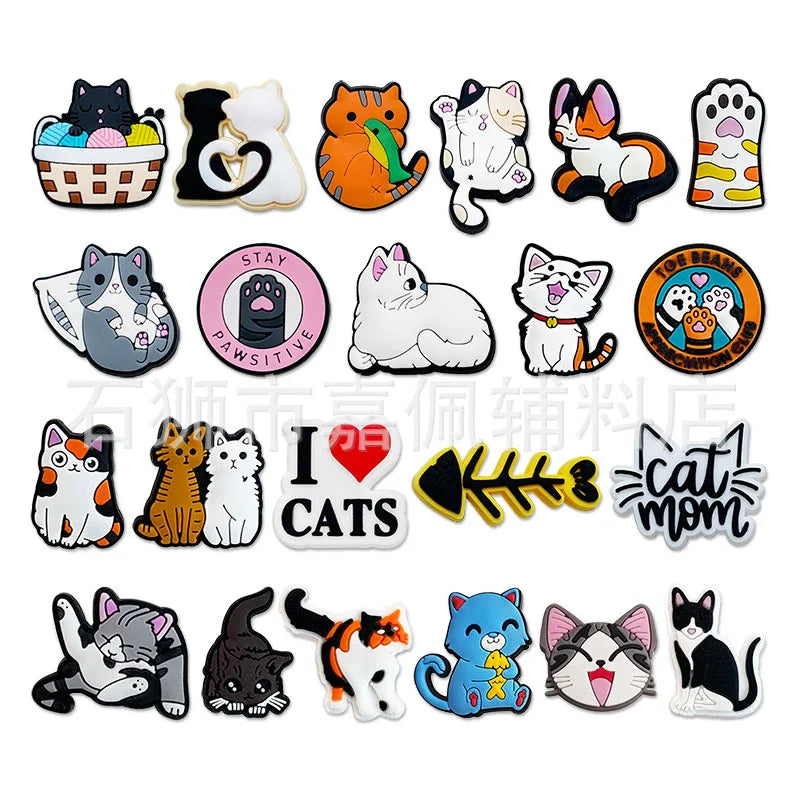 1Pcs PVC Cut Cats Fish Shoe Charms for Crocs Shoes Accessories DIY Badge Unisex Sandals Buckle Kids  Jeans Decoration Jeans