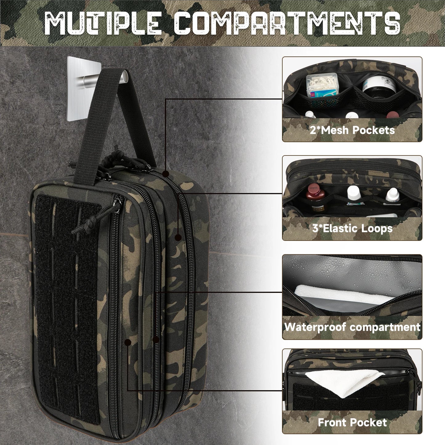 
                  
                    MOUNT Tactical Toiletry Bag For Men Hygiene Bag Tool Molle Pouches Small Dopp Kit Mens Shaving Kit Travel shower Makeup Cosmetic Bag
                  
                