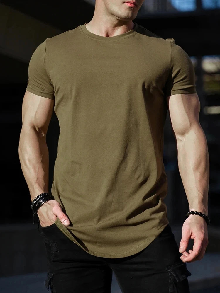 
                  
                    MOUNT Muscle Fitness T-shirt Summer Men's Athleisure Workout short sleeve T-shirt High Quality...
                  
                